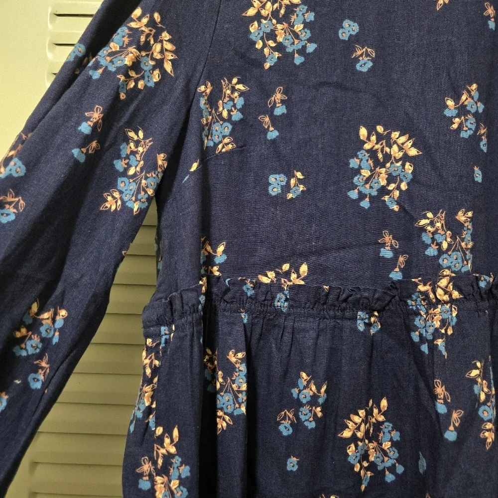 Free People Petit Fours Mini Dress Floral Blue Size M